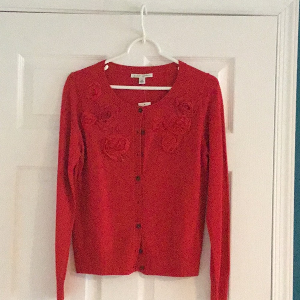 NWT Banana Republic red embellished cardigan sweater